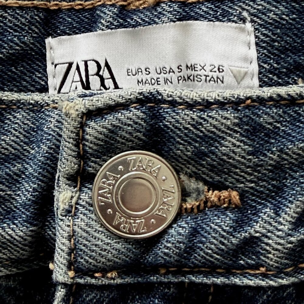New Zara Long Blue Denim Maxi Skirt Front Slit Skirt Size Small - Picture 9 of 9